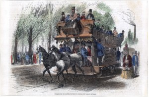 Inauguración del camino de hierro de omnibus del Cours de la Reine